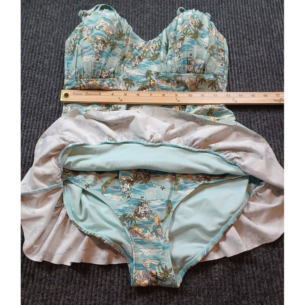 Hot Topic Disney Swimsuit (Large) & Shorts (Medium)  Peter Pan Mermaid Lagoon - Picture 4 of 12